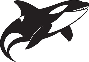 black and white silhouette tattoo of orca