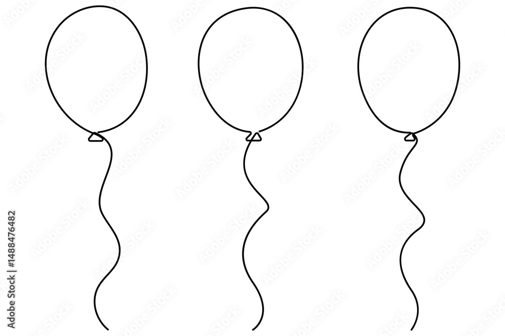 Poster continuous line drawing of a floating balloon artistic vector outline for modern and stylish graphic
