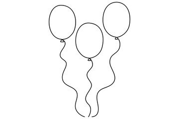 Continuous line drawing of a floating balloon artistic vector outline for modern and stylish graphics
