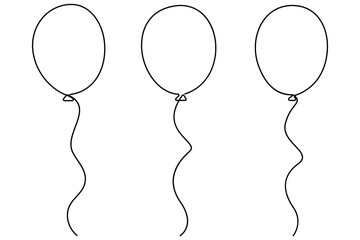 Continuous line drawing of a floating balloon artistic vector outline for modern and stylish graphics
