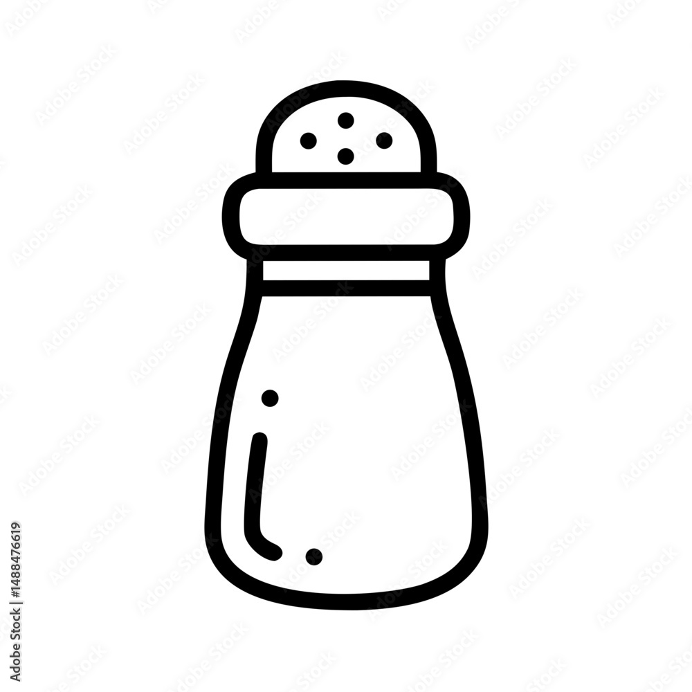 Poster pepper shaker icon representing spice container and table seasoning