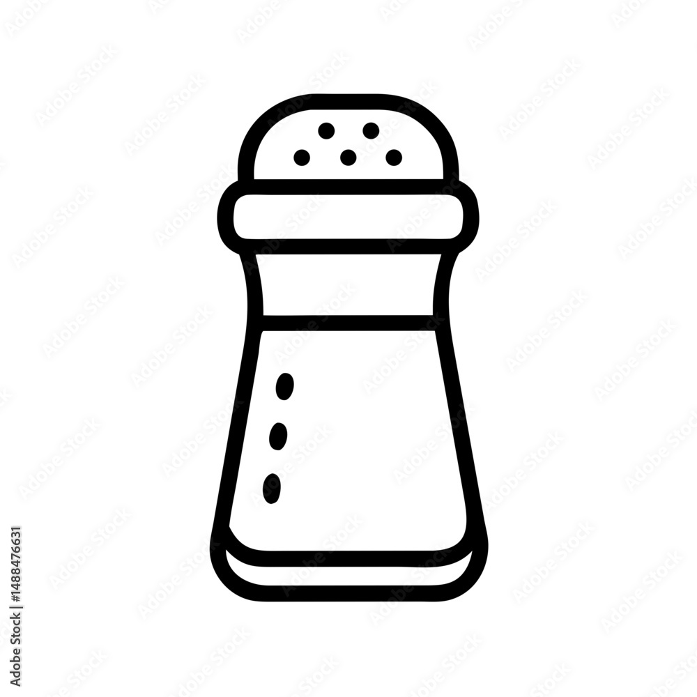Poster pepper shaker icon representing spice container and table seasoning