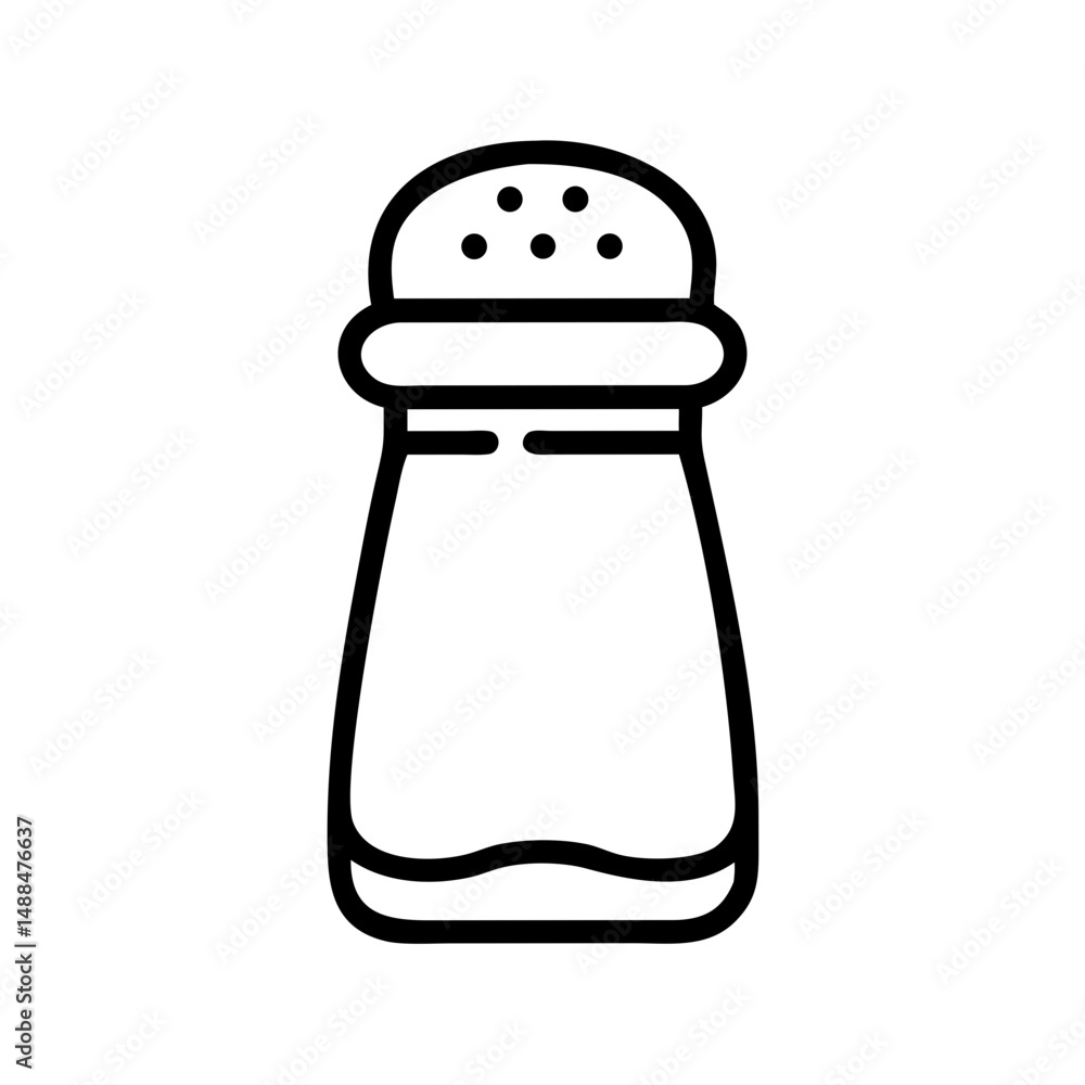 Poster pepper shaker icon representing spice container and table seasoning