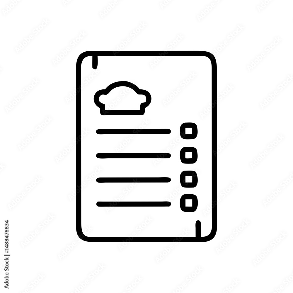 Poster recipe menu icon representing food list and culinary instructions
