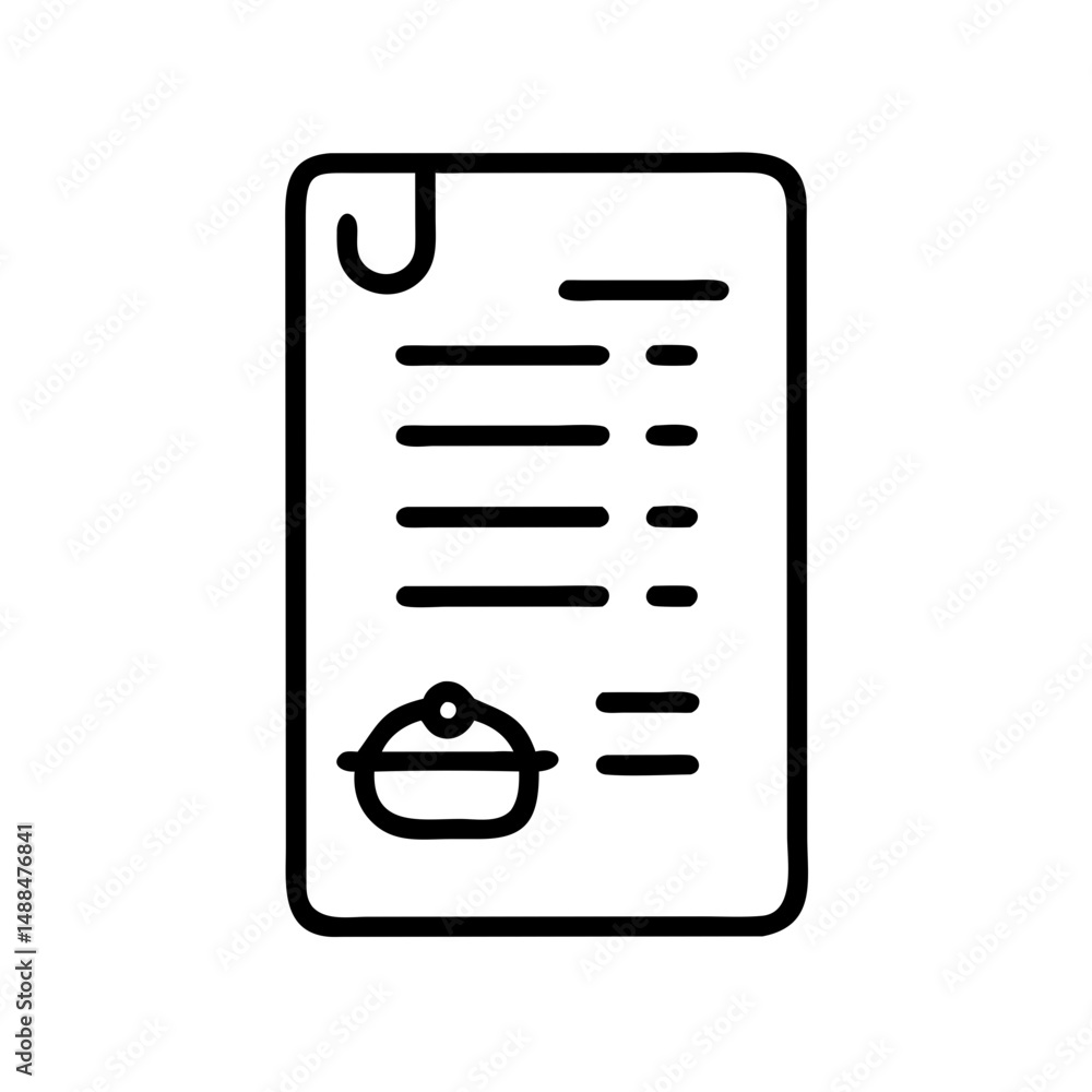 Aufkleber recipe menu icon representing food list and culinary instructions