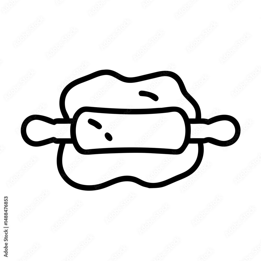 Poster rolling pin with dough icon representing baking and pastry preparation