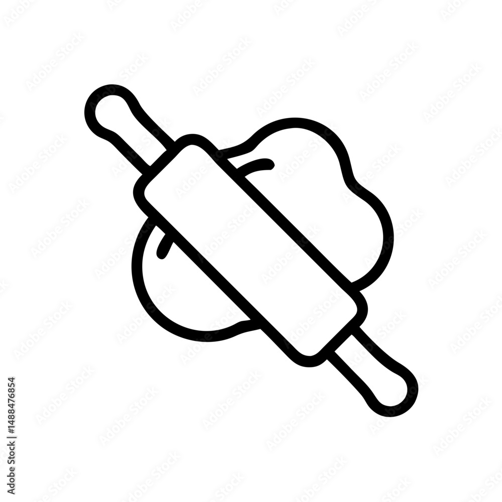 Poster rolling pin with dough icon representing baking and pastry preparation