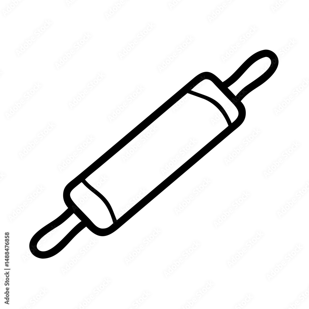 Poster rolling pin icon representing dough flattening and baking preparation