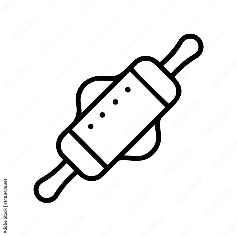 Poster rolling pin icon representing dough flattening and baking preparation