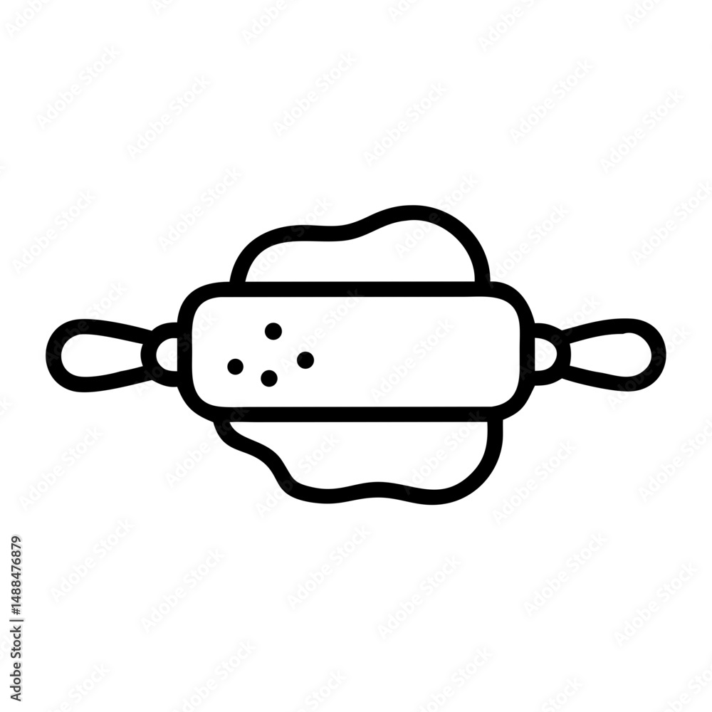 Poster rolling pin with dough icon representing baking and pastry preparation