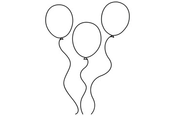 Continuous line drawing of a floating balloon artistic vector outline for modern and stylish graphics

