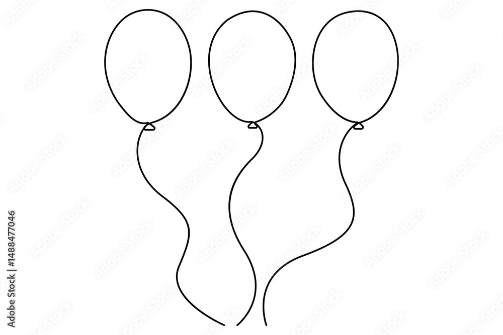 Poster continuous line drawing of a floating balloon artistic vector outline for modern and stylish graphic