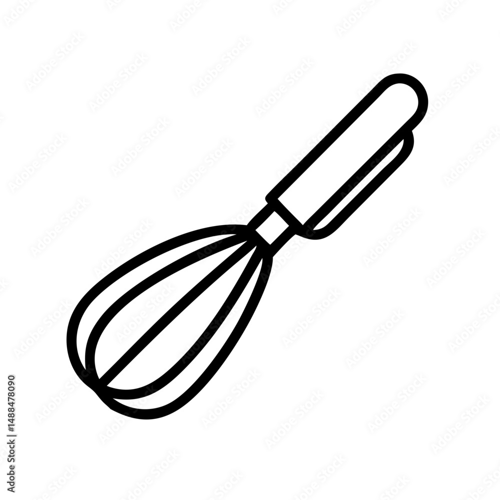 Aufkleber wire whisk icon representing mixing tool for cooking and baking