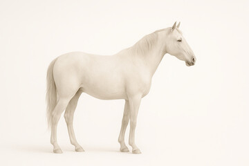 Fototapeta premium White horse standing gracefully in a minimalistic environment, showcasing its elegant form and smooth coat, embodying beauty and strength in a serene setting