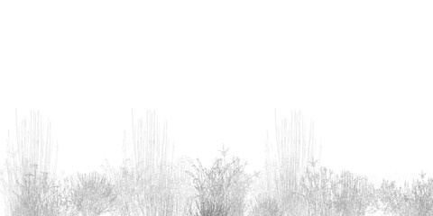 Fototapeta na wymiar Architectural Drawings, Minimal style cad tree line drawing, Side view, set of section wetland forest outline for landscape design drawing. Vector illustration in seperate element