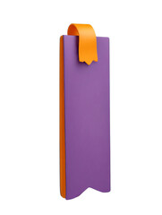 Purple bookmark with orange ribbon isolated on a transparent background