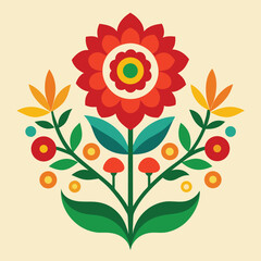Floral heart and flowers vector illustration on a nature-inspired spring pattern design