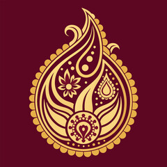 Vector abstract art illustration set with fire flame design elements and tribal floral ornaments