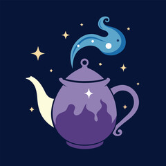 teapot on a blue background