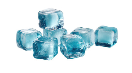 Obraz premium Crystalline Cubes: A close-up captures the cold, crystalline beauty of ice cubes, each one a miniature work of nature's art. Their transparency reflects the cool.