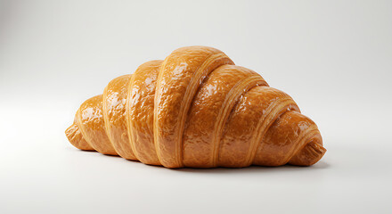 Golden Croissant: A perfectly baked croissant, displaying a beautiful golden color and delicate layers, inviting indulgence in this classic pastry. isolated on white background