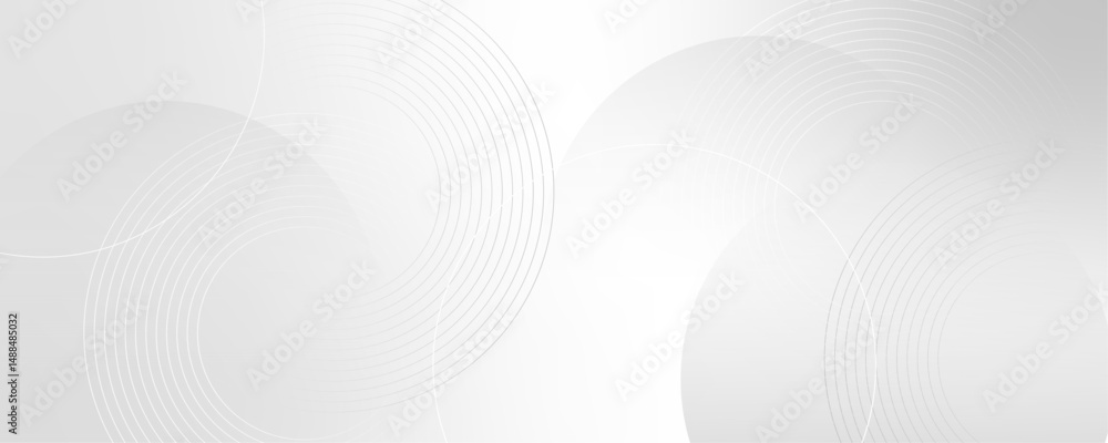 Aufkleber abstract geometric gray color circles lines background. white and gray color geometric shape and lin