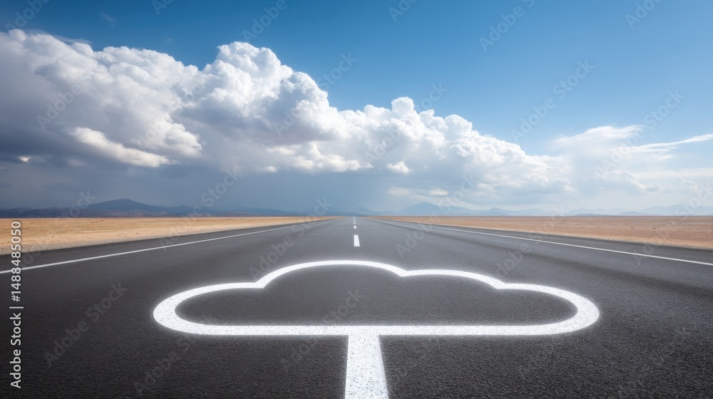 Poster cloud-mapped economic efficiency corridors icon concept visualizing pathways for optimizing resource