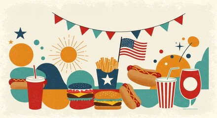 Retro Patriotic Feast: A Colorful Celebration of American Independence Day