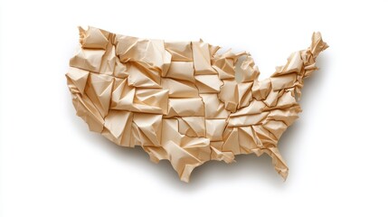 Crumpled Paper United States Map