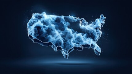 Glowing Blue Digital Map of the United States