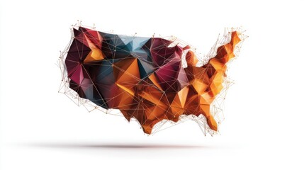 Abstract Polygonal Map of the United States with Gold Accents