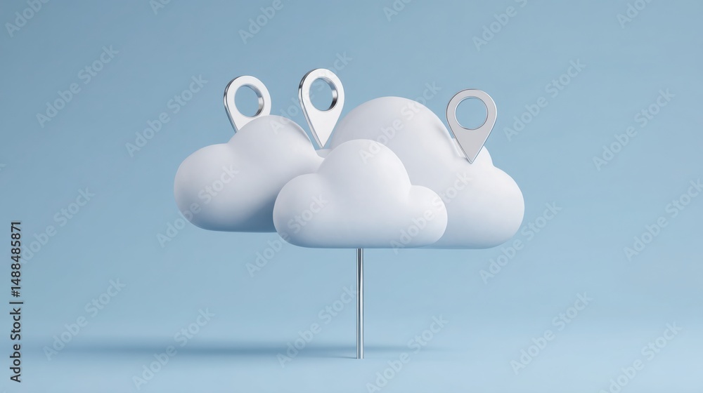 Poster cloud monitored social infrastructure delivery map icon concept illustrating effective resource allo