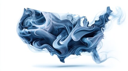 Abstract Blue Swirling United States Map
