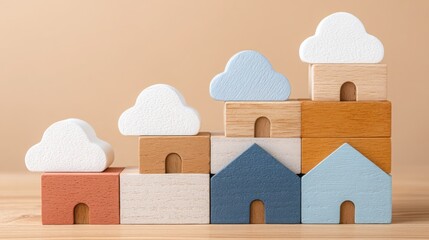 Conceptual icon of cloud-tracked social investment momentum for assessing growth trends in community development initiatives