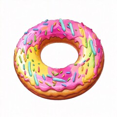 Colorful glazed donut game icon for 2D mobile game UI inventory and sweet dessert game design assets