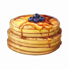 Stack of fluffy pancakes with syrup game icon for 2D mobile game UI cooking inventory and game design assets