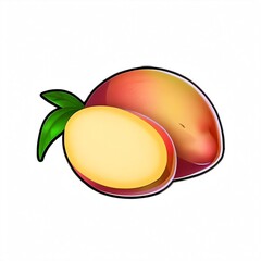 Ripe mango fruit game icon for 2D mobile game UI inventory and tropical food game design assets