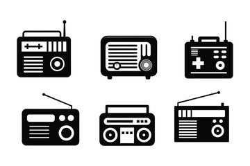 Radio Silhouette  Vector bundle  illustration, Set of Radio Silhouette 