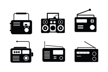 Radio Silhouette  Vector bundle  illustration, Set of Radio Silhouette 