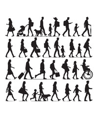 Happy family Illustrations Silhouette set. Silhouettes on isolated background.