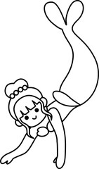 Cute Mermaid Outline Coloring