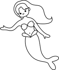 Cute Mermaid Outline Coloring