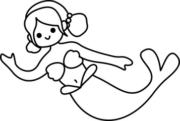 Cute Mermaid Outline Coloring