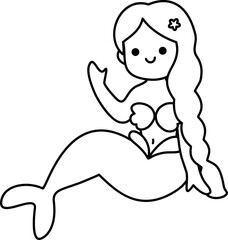 Cute Mermaid Outline Coloring