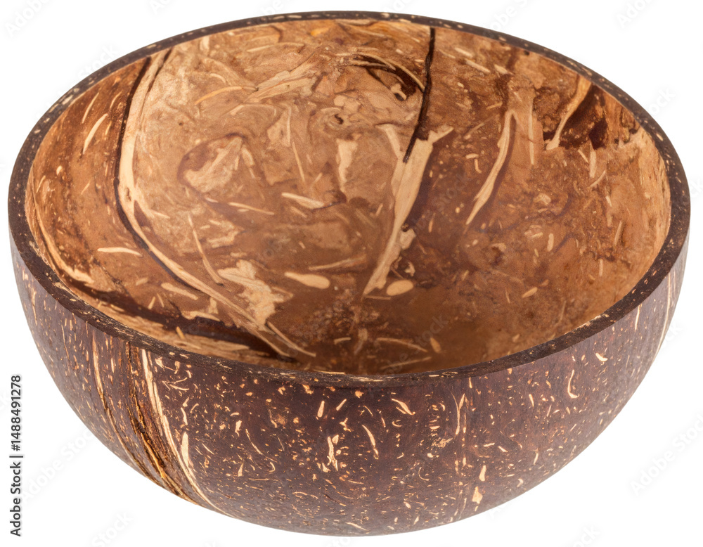 Poster empty coconut shell bowl isolated on transparent background