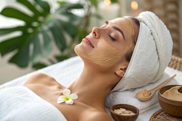 A woman getting a facial treatment, enjoying a relaxing moment at the spa