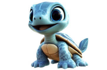cute, smiling, transparent background, adorable baby turtle.