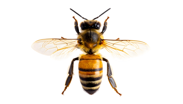 Honey bee top view isolated on transparent background
