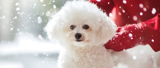 space Frise freshly groomed with soft lighting and clean white Bichon