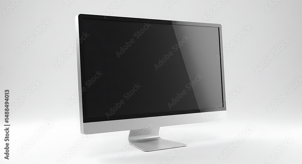 Poster modern computer monitor with blank screen, 3d render on white background for mockup and technology c